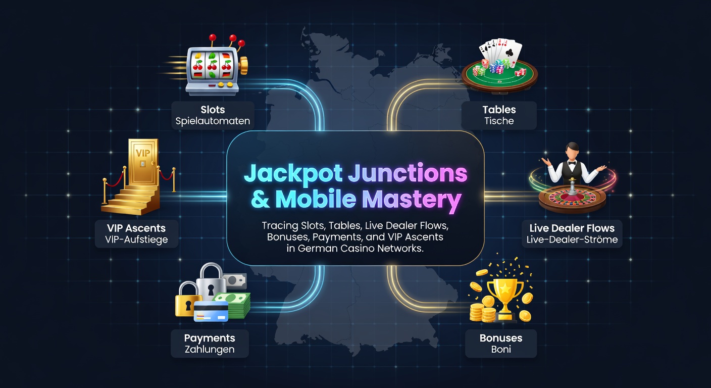 Dynamische Darstellung von mobilen Slots und Jackpots in einem deutschen Online-Casino-Netzwerk, mit leuchtenden Symbolen und fließenden Animationen
