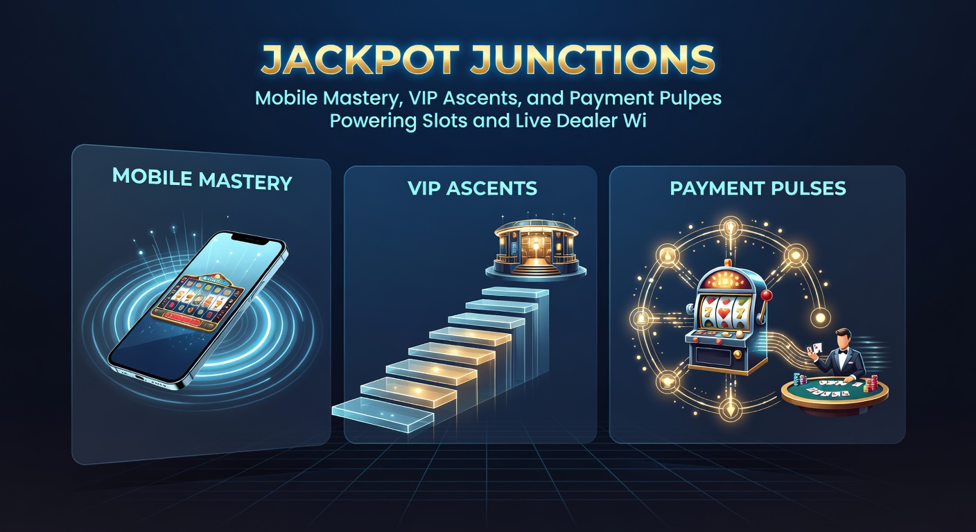 VIP-Level-Skala mit steigenden Belohnungen, umgeben von Slot-Jackpots und sicheren Zahlungsikonen