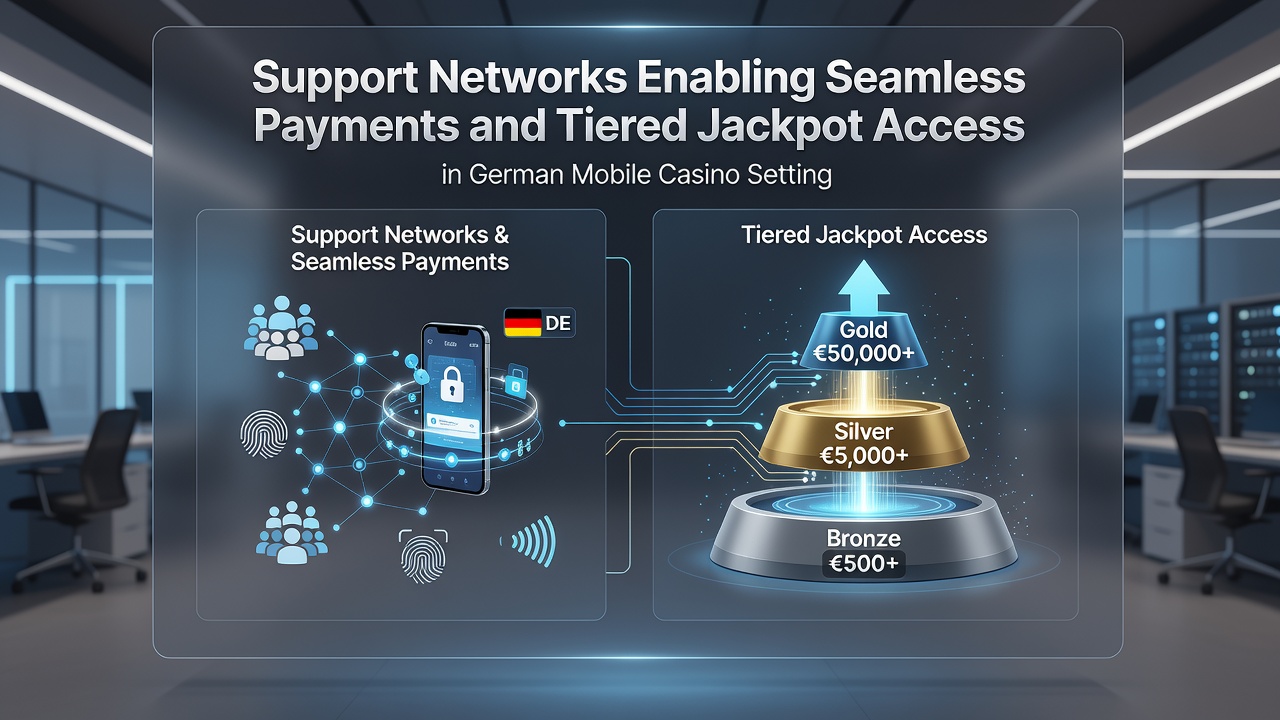 Mobile App-Oberfläche mit gestaffelten Jackpot-Anzeigen und Support-Integration in deutschen Casino-Settings